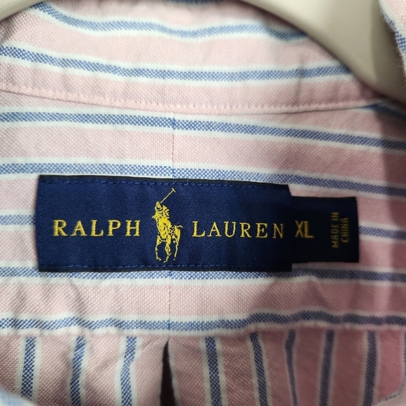 Ralph Lauren Blue Label Pink White Blue Striped Casual Button Down Shirt XL - Picture 7 of 8